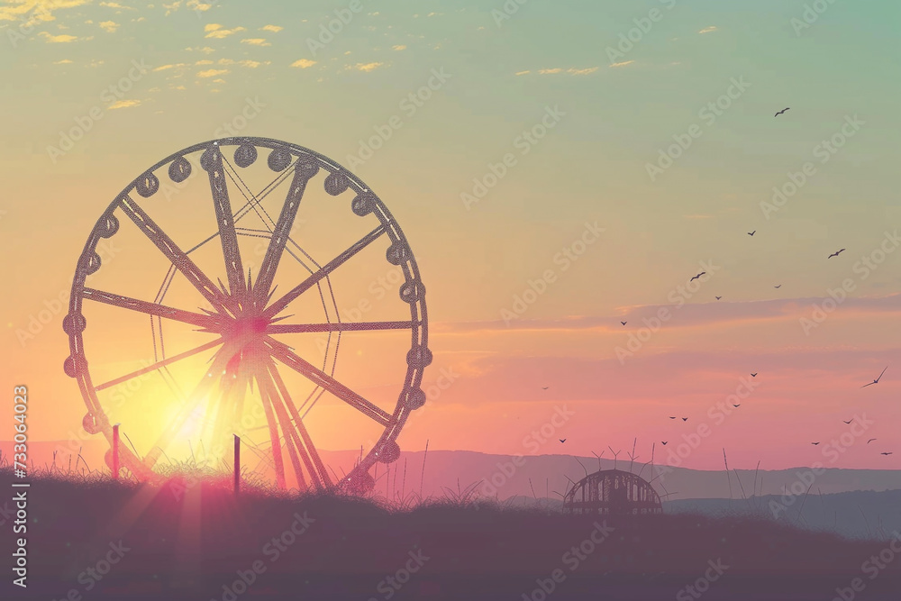 Ferris Wheel Silhouette at Sunset
