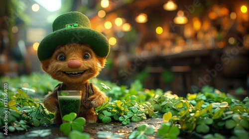 Cute beaver joins in celebrating St Patrick's Day.