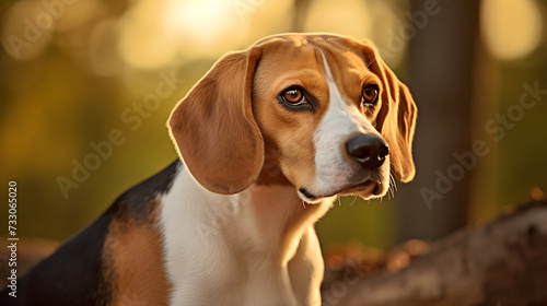 Beagle with soulful eyes and a wagging tail