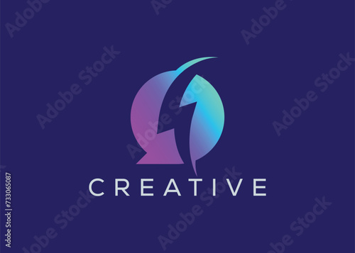 Minimalist Fast chat logo design vector template. Creative modern quick chat logo