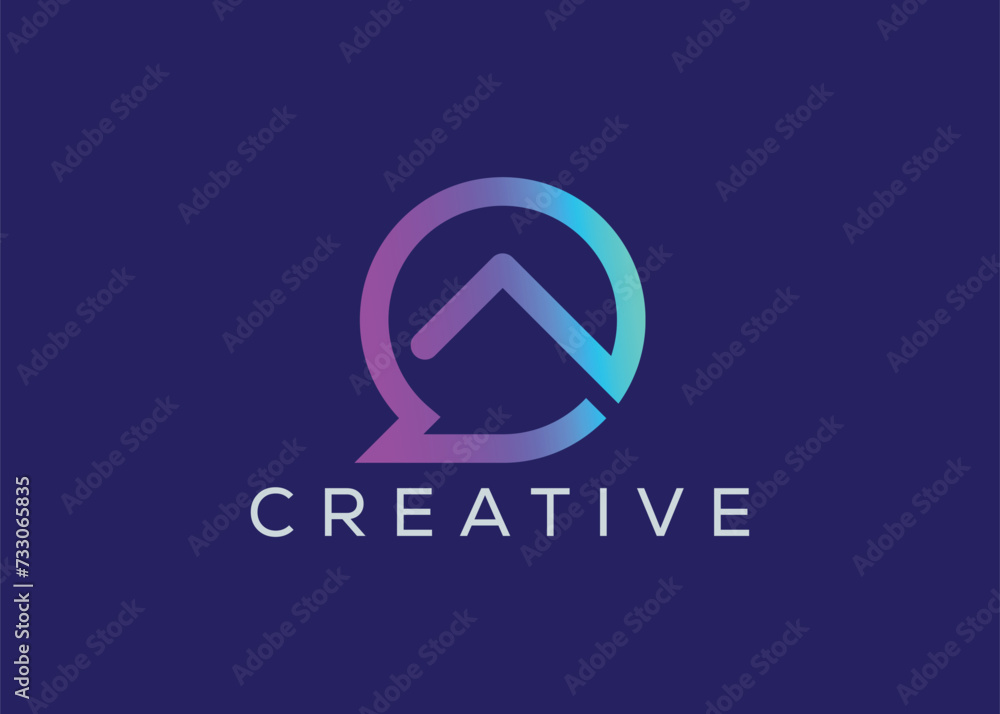 Minimalist home chat logo design vector template. Creative modern real estate house chat logo Minimalist home chat logo design vector template. Creative modern real estate house chat logo