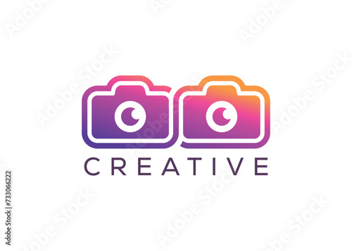 Minimalist infinity camera logo design vector template. Creative modern infinity photoshoot logo