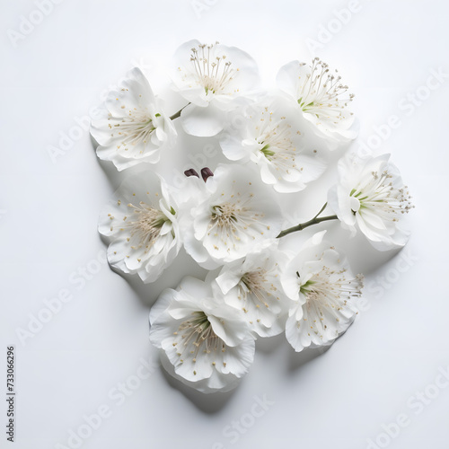 White cherry flowers with white background.