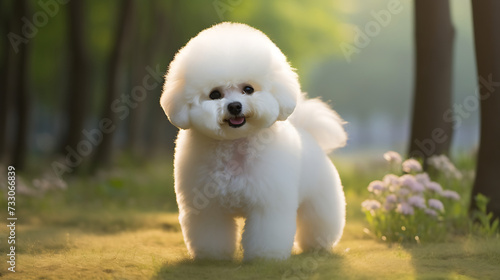 Bichon Frise with a fluffy tail and charming appearance
