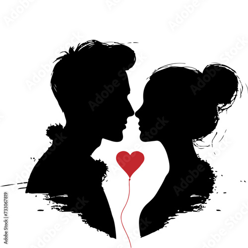 silhouette of couple with a heart.