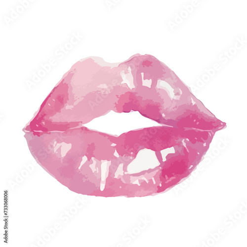 pink kiss., pink lips isolated on white background