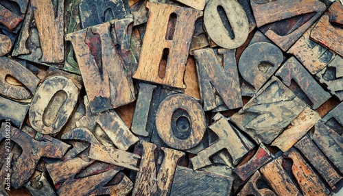 old wood letterpress letters background