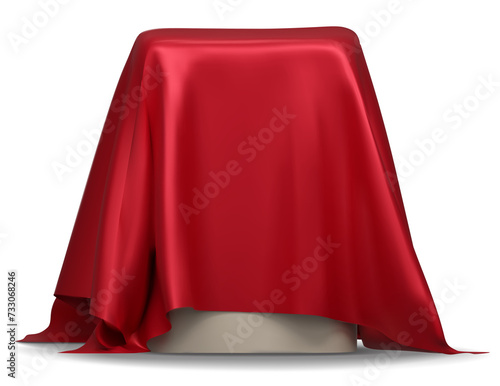 фотографія Podium covered with a piece of red silk
