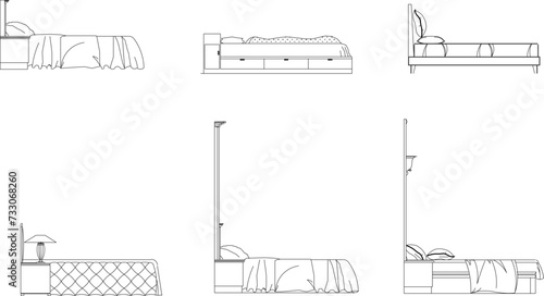 side view of bed furniture sketch vector design illustration