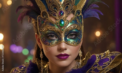 Masked Wonders: Cosmic Carnaval in Softly Glowing Ligh © bellart