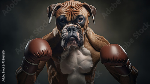 Boxer with a playful stance
