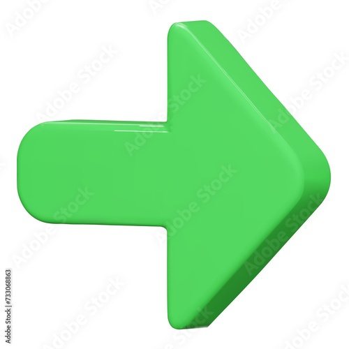 A green png arrows. Shiny 3d glass Arrows icon. Arrows Cartoon minimal style collection. 3d png illustration.