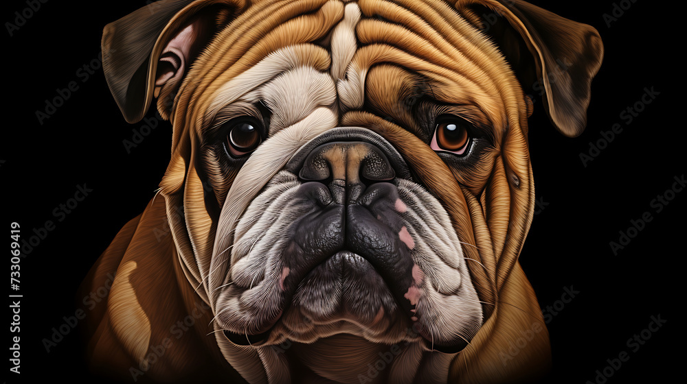 Bulldog with a lovable face and distinctive wrinkles