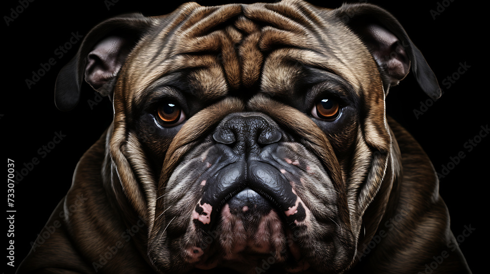 Bulldog with a wrinkled face
