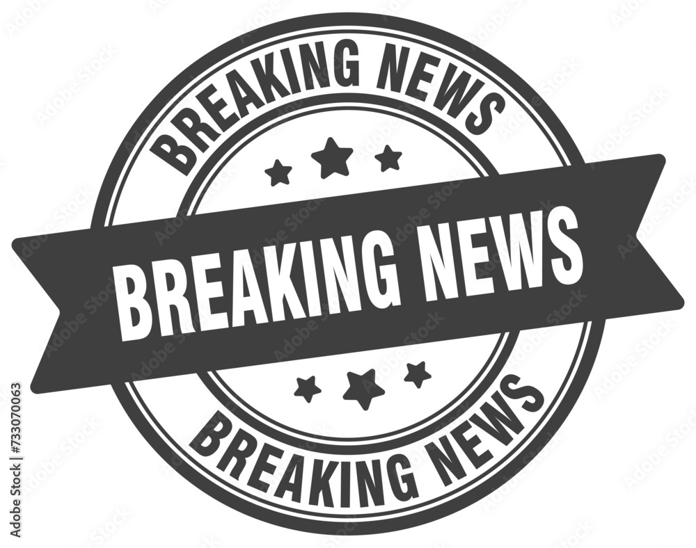 breaking news stamp. breaking news label on transparent background. round sign