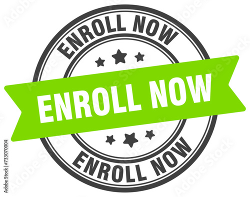 enroll now stamp. enroll now label on transparent background. round sign