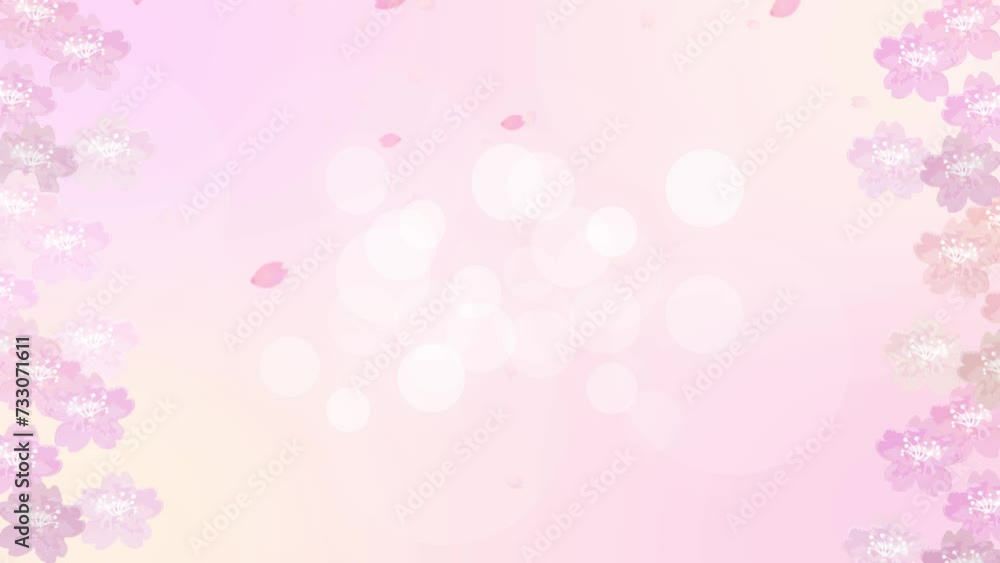 水彩の桜とキラキラのピンク背景アニメーション 水彩の桜とキラキラのピンク背景アニメーション
