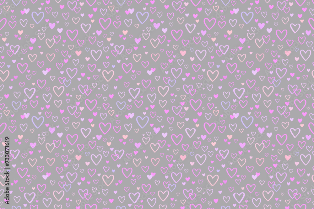 Seamless background of pink scattered hearts