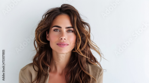 Portrait of a young approachable businesswoman isolated on a white copy space background for text.