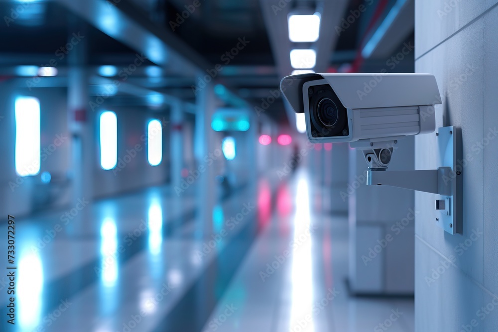 Modern ip camera with infrared technology as security concept. Generative AI Modern ip camera with infrared technology as security concept. Generative AI