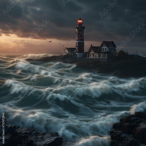 lighthouse at dusk