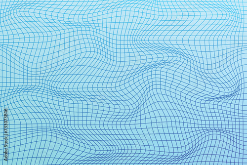 Distorted Checkered Line Pattern on Blue Background