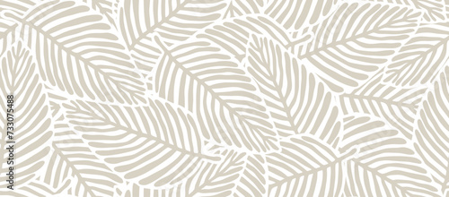 Seamless exotic pattern with palm leaves. #733075488