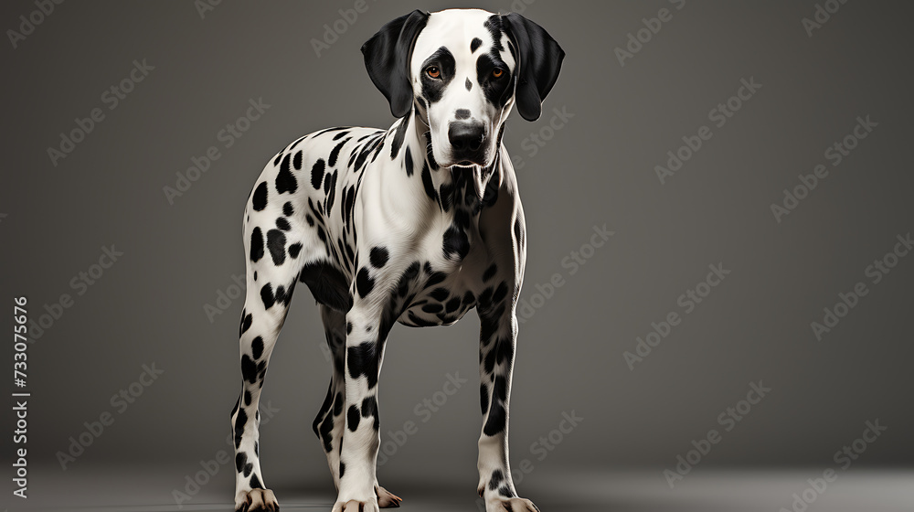 Dalmatian with distinctive black spots and playful expression