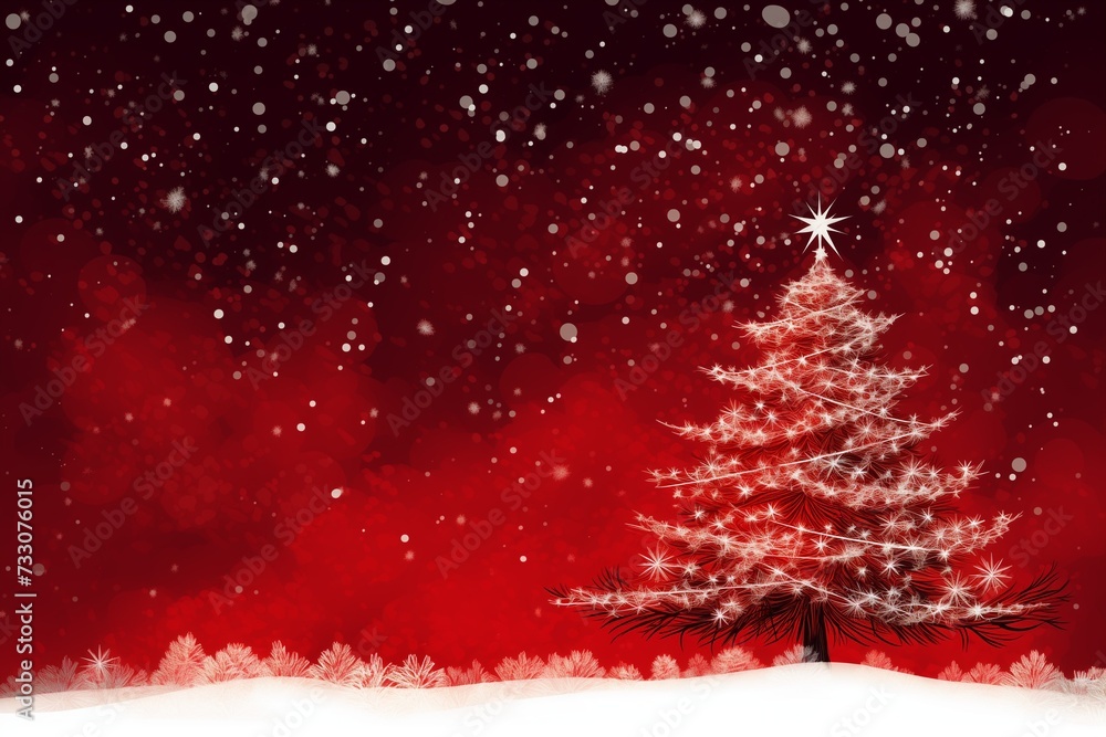 a beautiful christmas tree and snowfall - like scene with stars