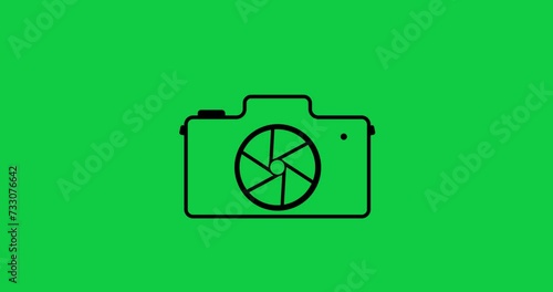 Photography Logo Animation. Camera, Shutter, Capture, Lens Design. 4K High Quality Green Screen Video. Transparent Background.