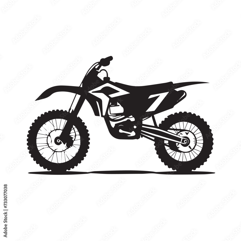 Motocross bike in cartoon, doodle style . Image for t-shirt, web, mobile apps and ui. Isolated 2d vector illustration in logo, icon, sketch style, Eps 10, black and white. AI Generative