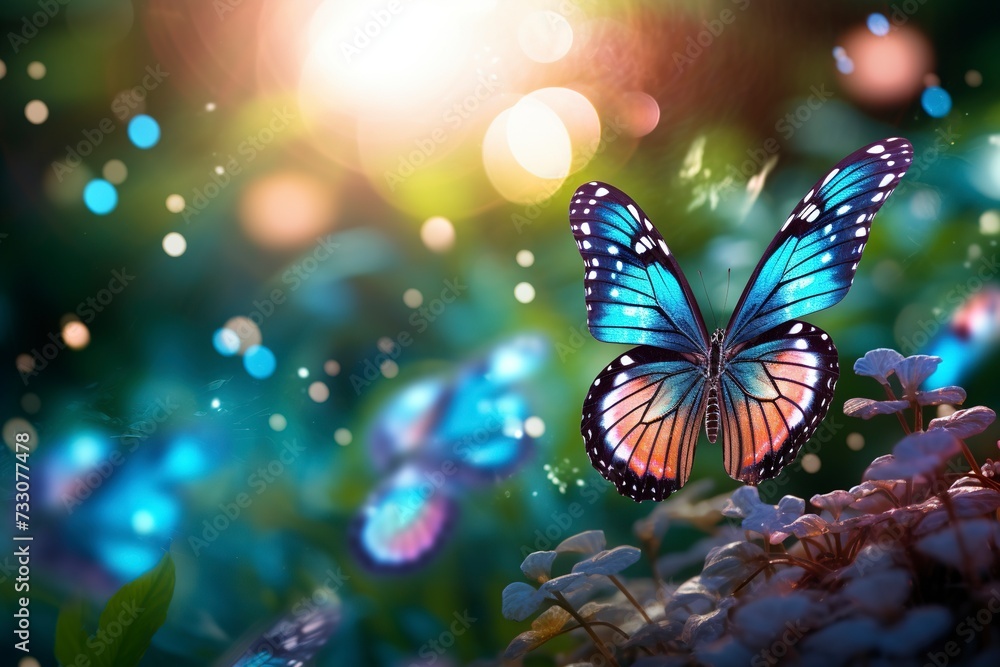 butterfly on a flower with blur background with generative ai butterfly on a flower with blur background with generative ai