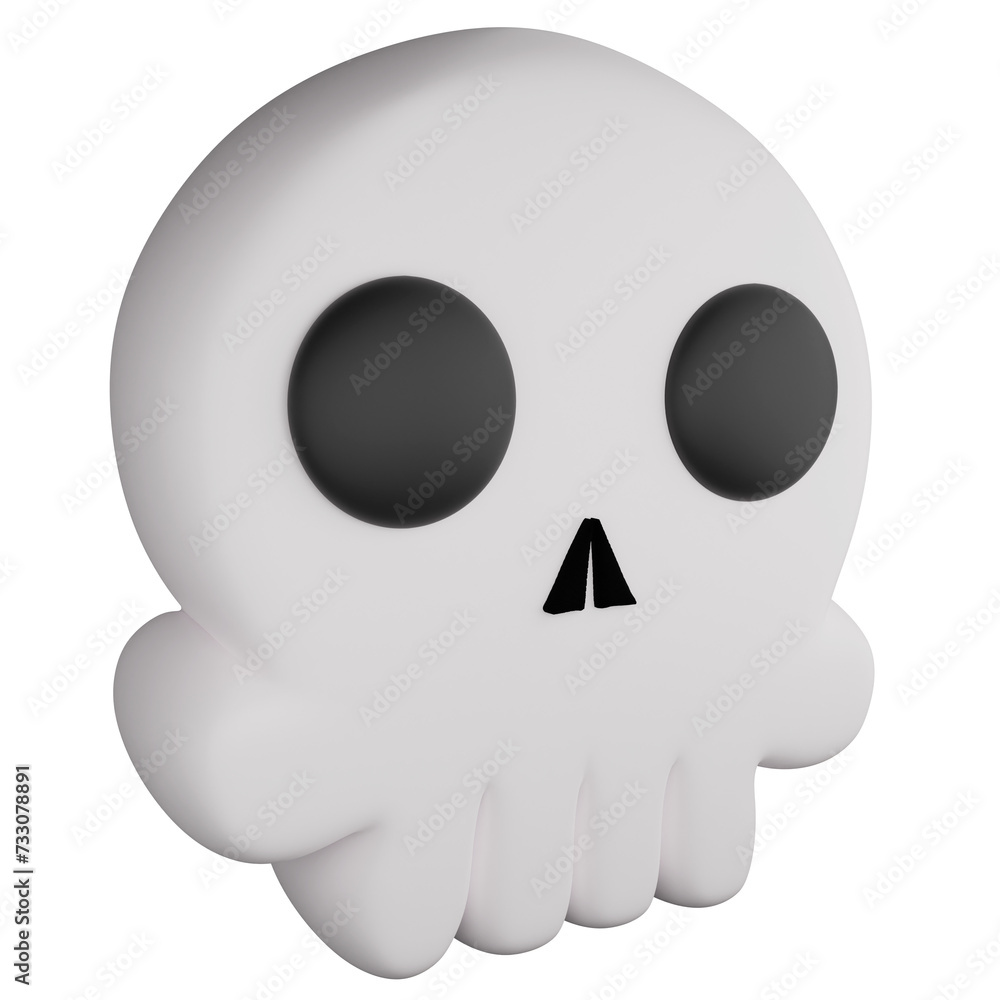 Cute skull side view clipart flat design icon isolated on transparent background, 3D render Halloween concept Cute skull side view clipart flat design icon isolated on transparent background, 3D render Halloween concept