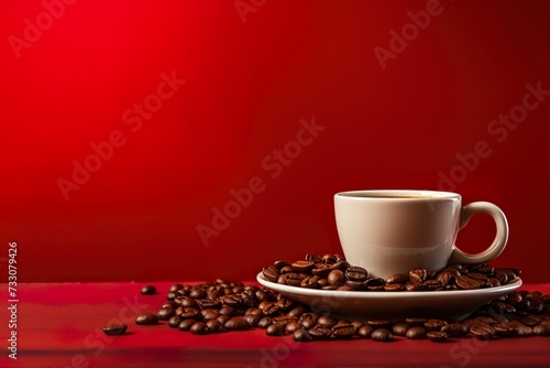 Front view assorted coffee cups on a wooden table background with copy space 