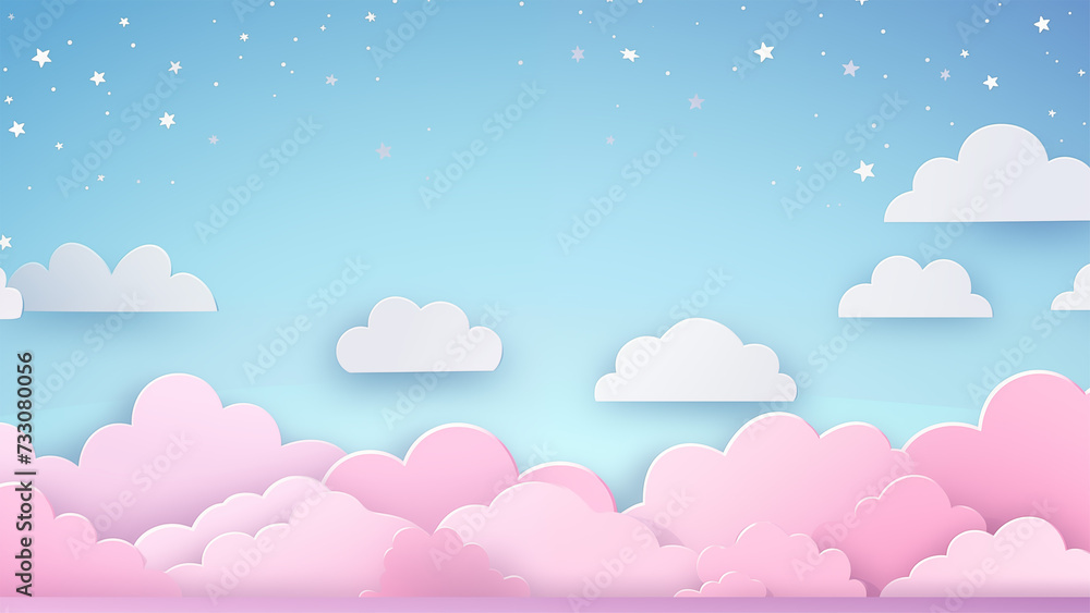 cute cloud scape paper cut background cute cloud scape paper cut background