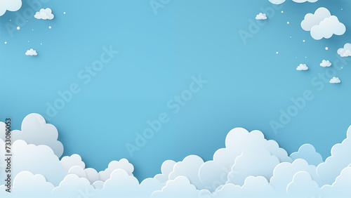 cute cloud scape paper cut background