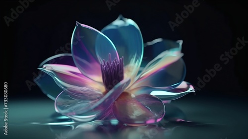 AI generated illustration of An isolated close-up shot of a beautiful purple and pink glass flower photo