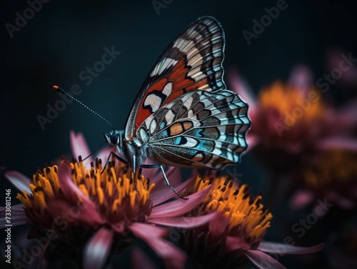 AI generated butterfly perching on flower © Wirestock