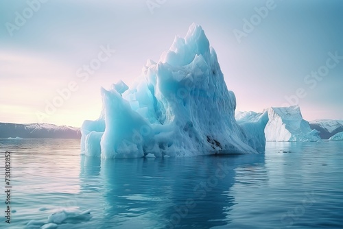 AI generated illustration of an iceberg melting in the glacier