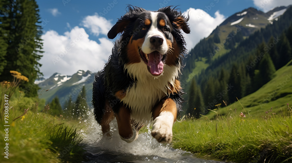 Happy Bernese mountain dog