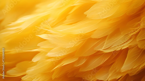 Bright yellow canary feathers texture background, AI generated photo