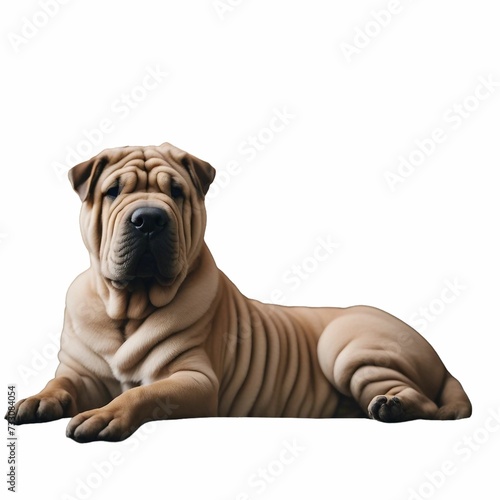 AI generated illustration of a Shar Pei dog on a white background