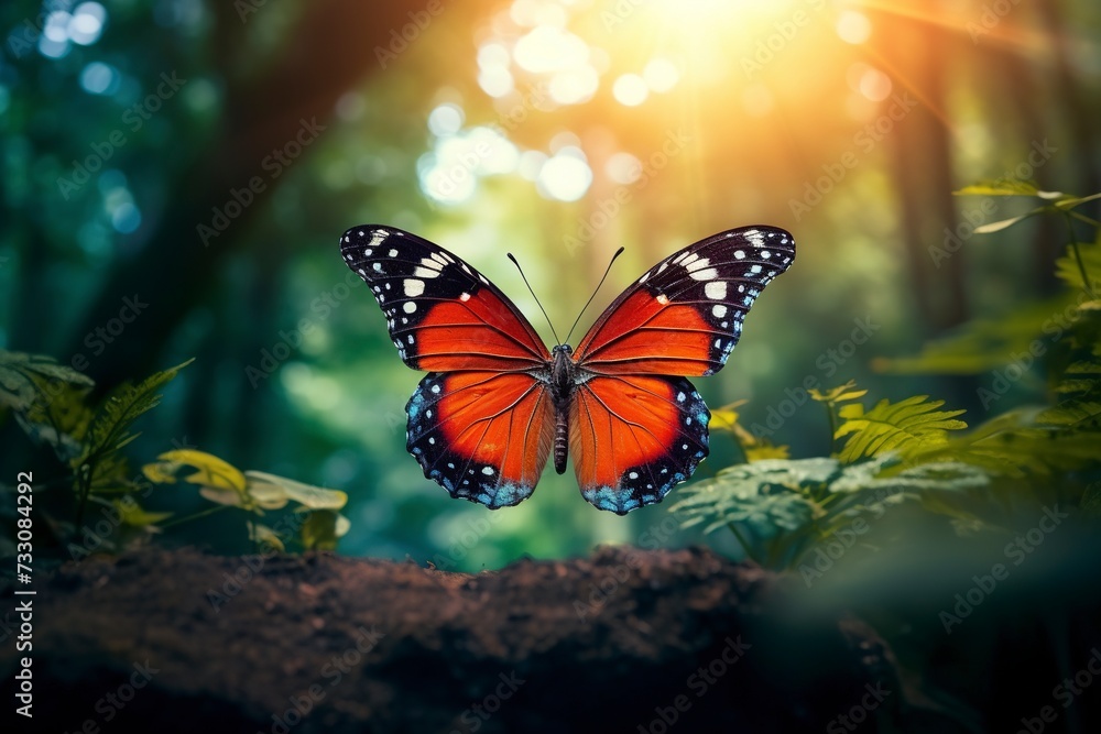 butterfly on a flower with blur background with generative ai butterfly on a flower with blur background with generative ai