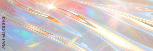 Sunlight flare background with light refraction and reflection. rainbow foil texture. Soft holographic pastel unicorn marble background