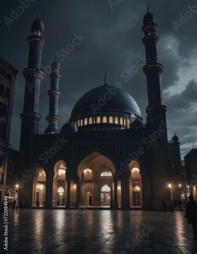 Ethereal Cosmos: Celestial Ramadan Adorns Mosque Beauty