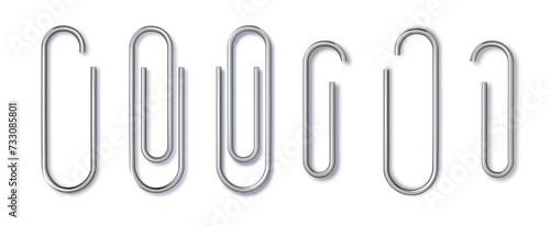 Set of paper clip with black binder on white background. Vector