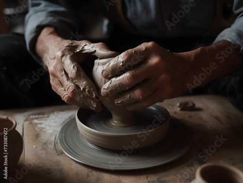 AI generated illustration of a person creating a ceramic pottery bowl