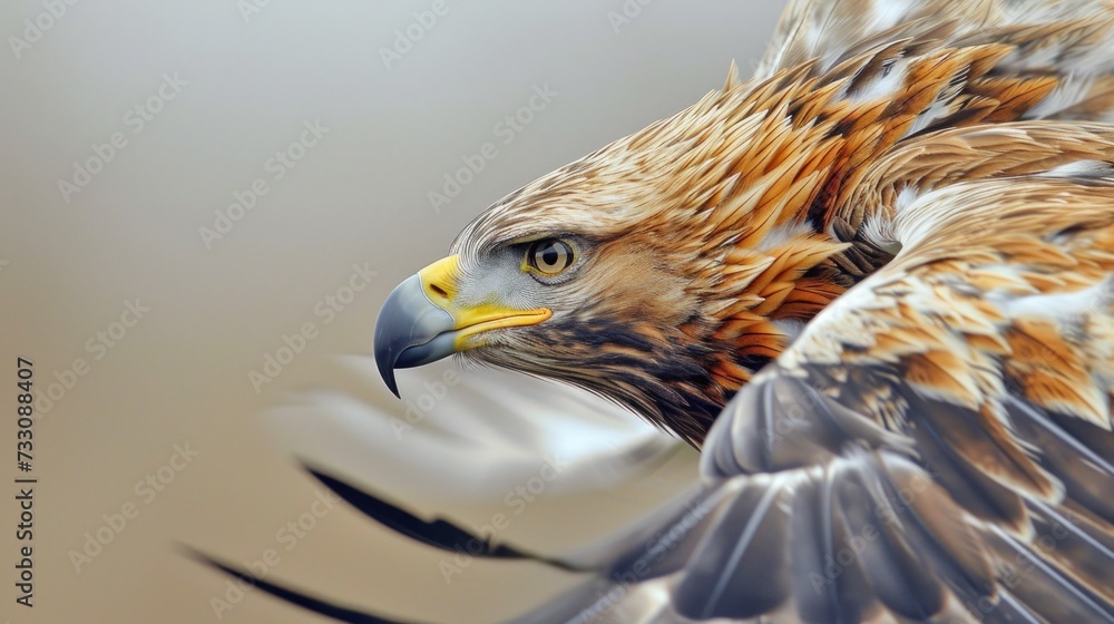 Fototapeta premium Closeup of soaring eagle. AI generated.