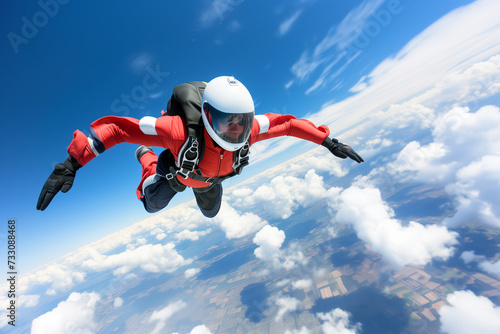 Defying Gravity, Skydiver in Precision Freefall Above Clouds