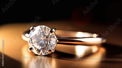 A beautiful gold engagement ring with a diamond